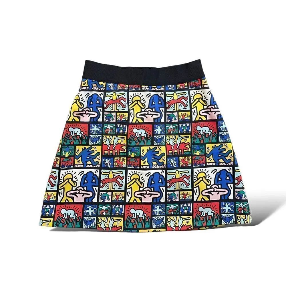KEITH HARING X ALICE + OLIVIA Graphic Print Mini Skirt | Size: XS | 0 |